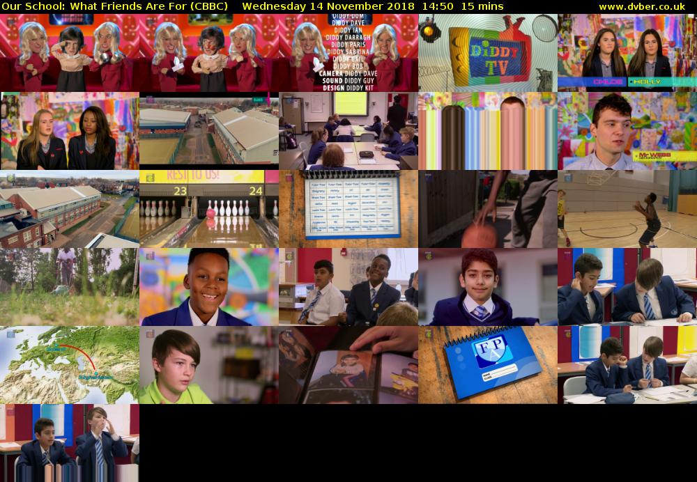 Our School: What Friends Are For (CBBC) Wednesday 14 November 2018 14:50 - 15:05