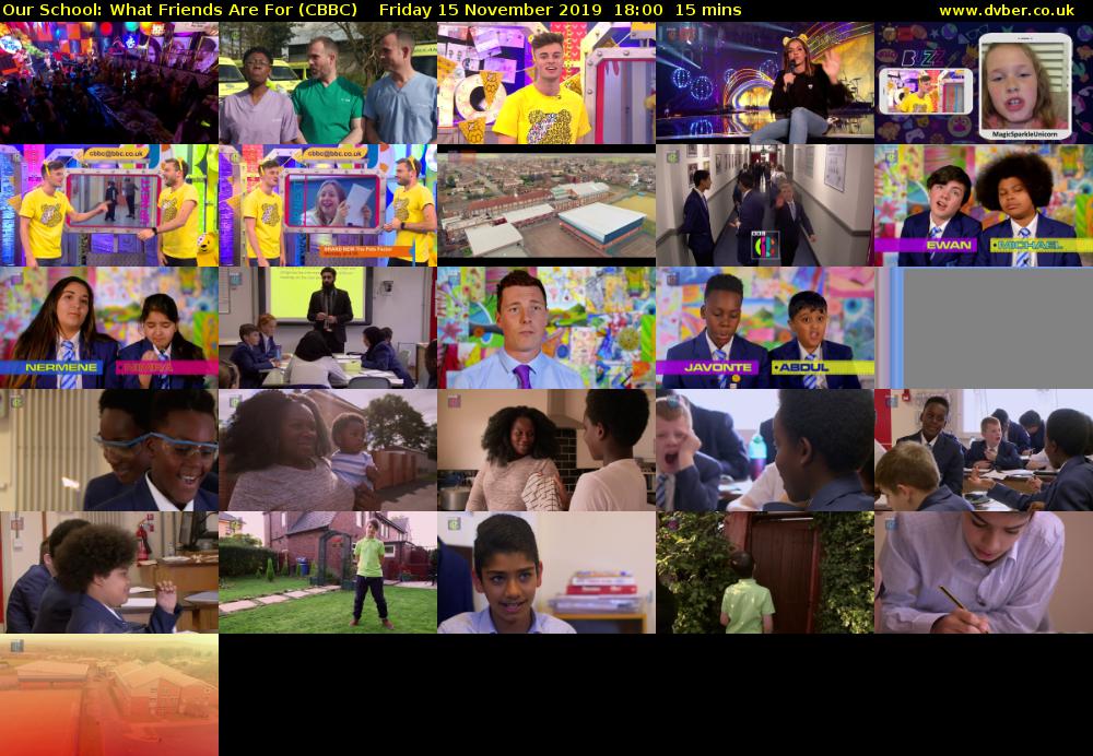 Our School: What Friends Are For (CBBC) Friday 15 November 2019 18:00 - 18:15