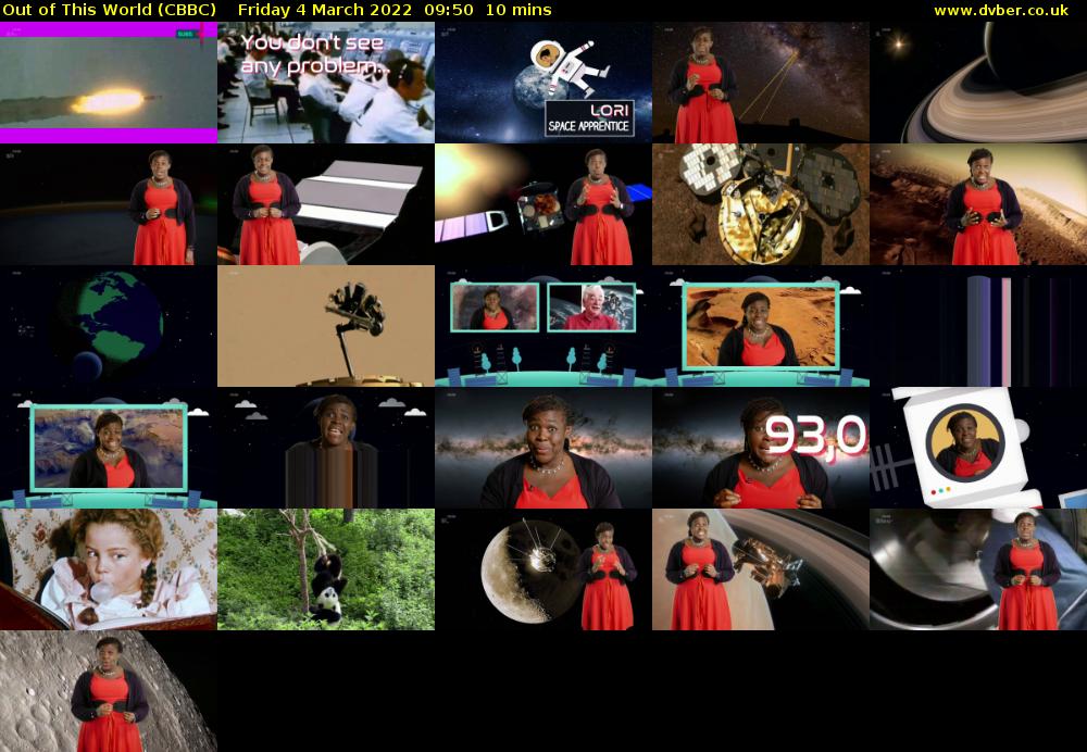 Out of This World (CBBC) Friday 4 March 2022 09:50 - 10:00