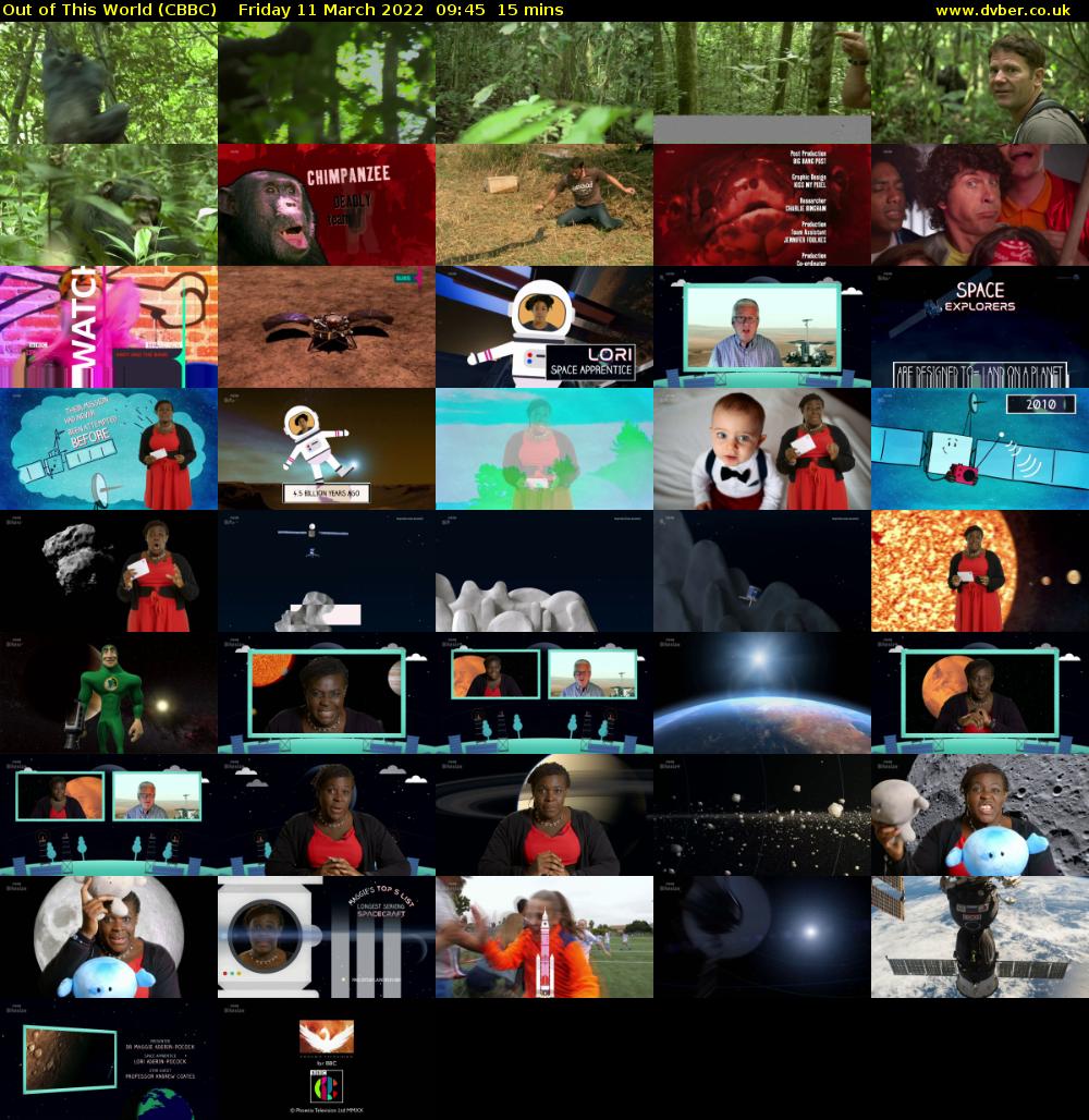 Out of This World (CBBC) Friday 11 March 2022 09:45 - 10:00