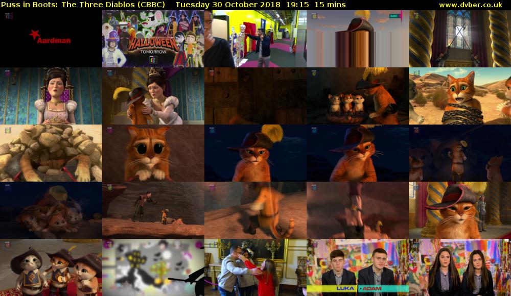 Puss in Boots: The Three Diablos (CBBC) Tuesday 30 October 2018 19:15 - 19:30