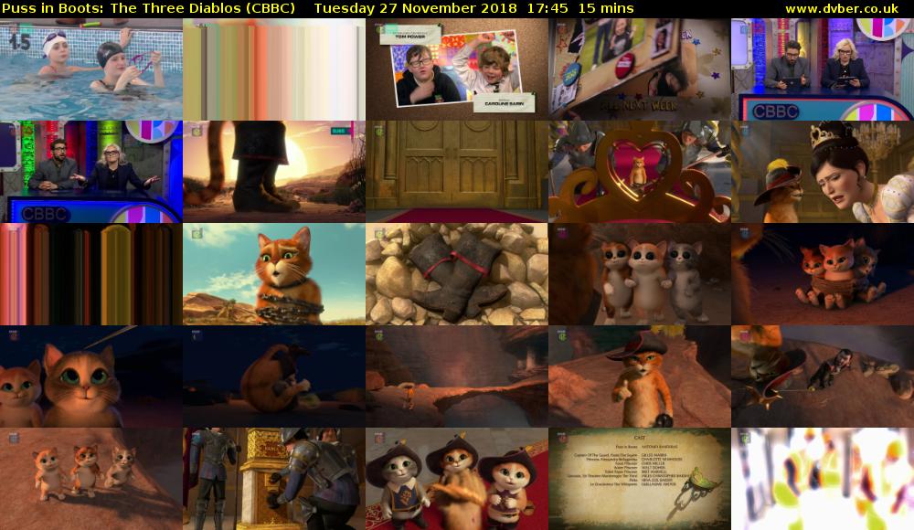 Puss in Boots: The Three Diablos (CBBC) Tuesday 27 November 2018 17:45 - 18:00