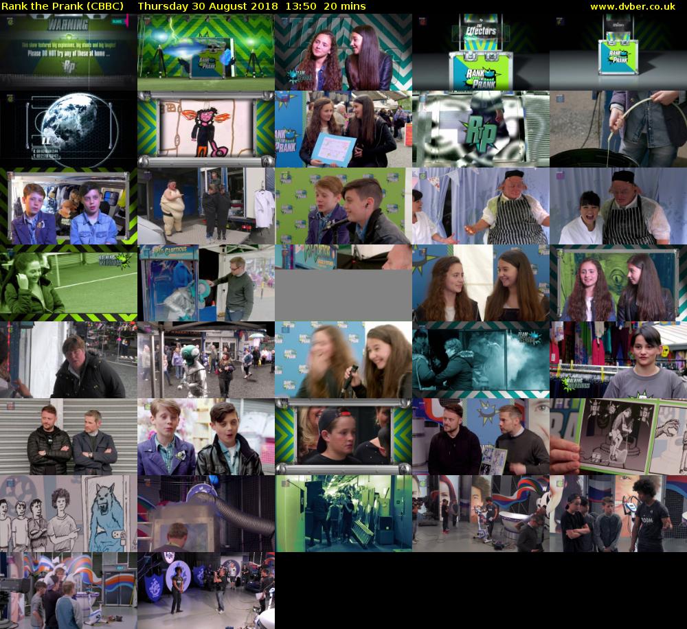 Rank the Prank (CBBC) Thursday 30 August 2018 13:50 - 14:10