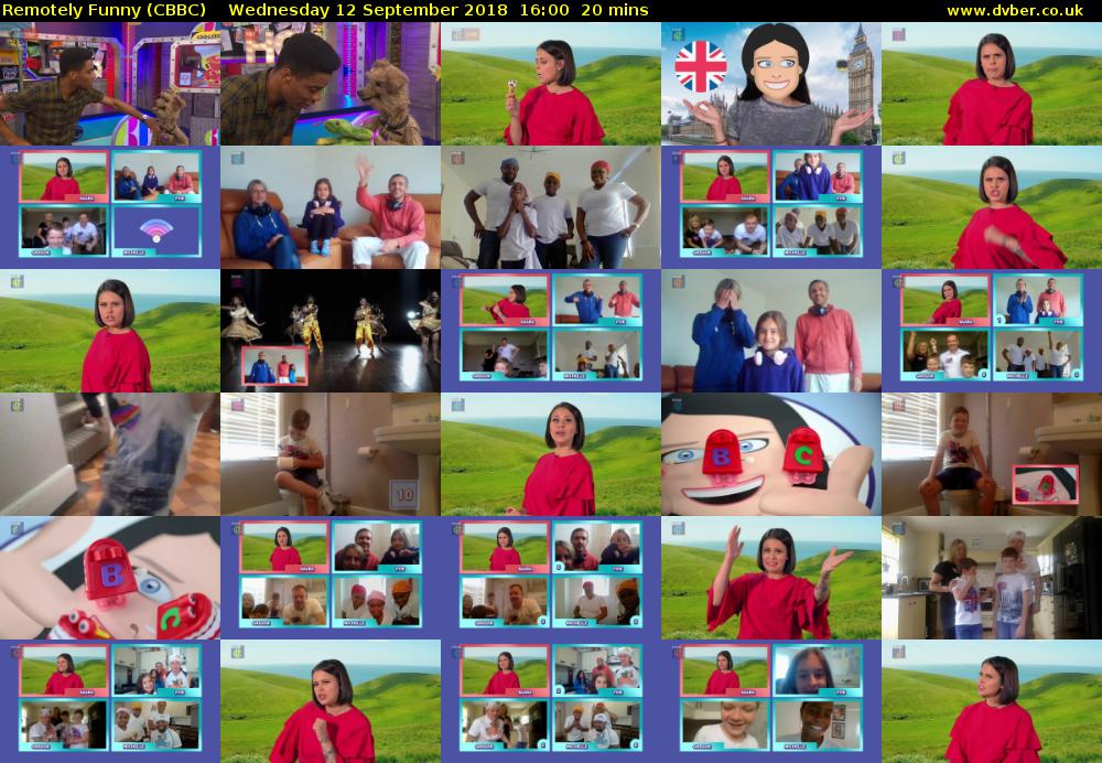 Remotely Funny (CBBC) Wednesday 12 September 2018 16:00 - 16:20