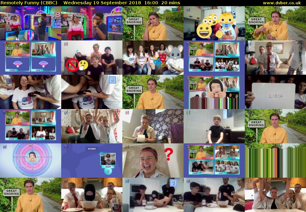 Remotely Funny (CBBC) Wednesday 19 September 2018 16:00 - 16:20