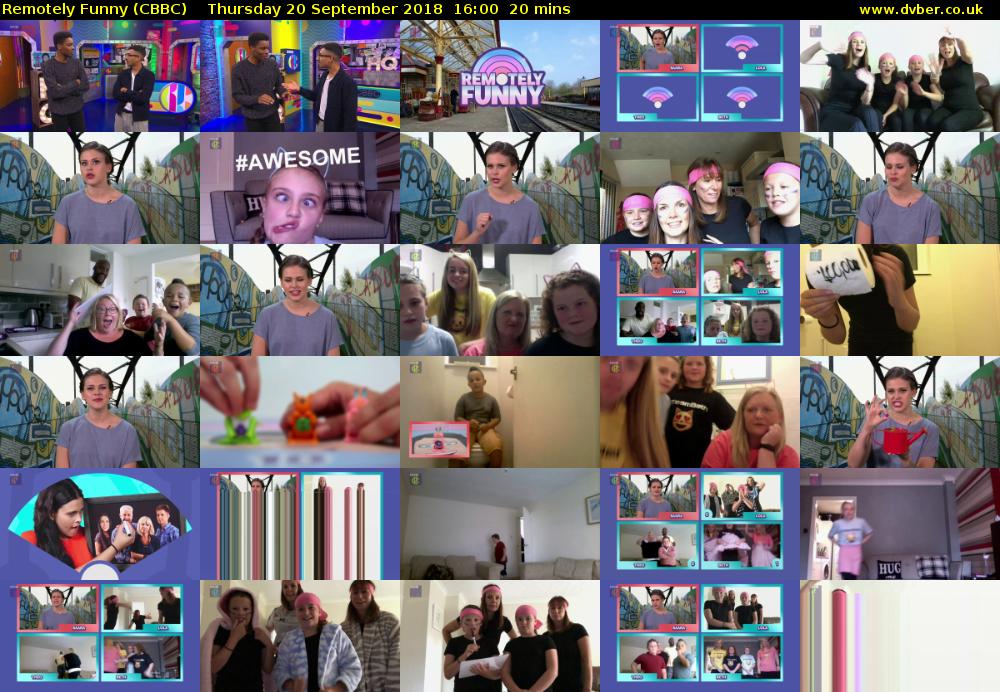 Remotely Funny (CBBC) Thursday 20 September 2018 16:00 - 16:20