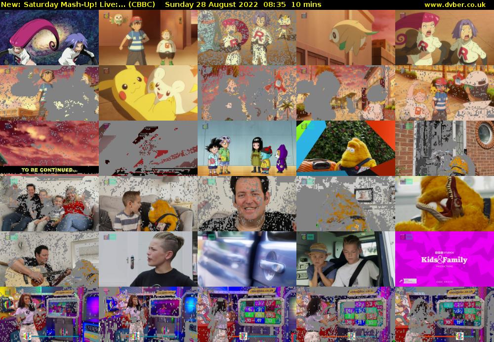 Saturday Mash-Up! Live:... (CBBC) Sunday 28 August 2022 08:35 - 08:45