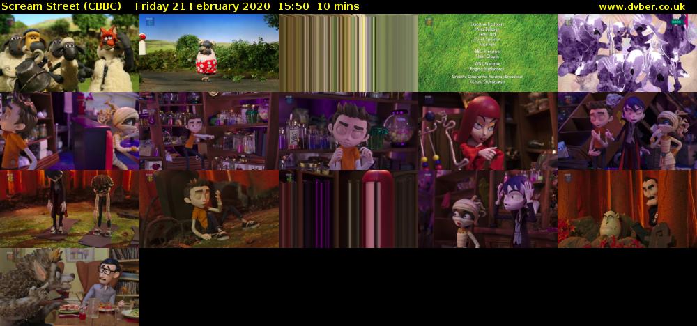 Scream Street (CBBC) Friday 21 February 2020 15:50 - 16:00