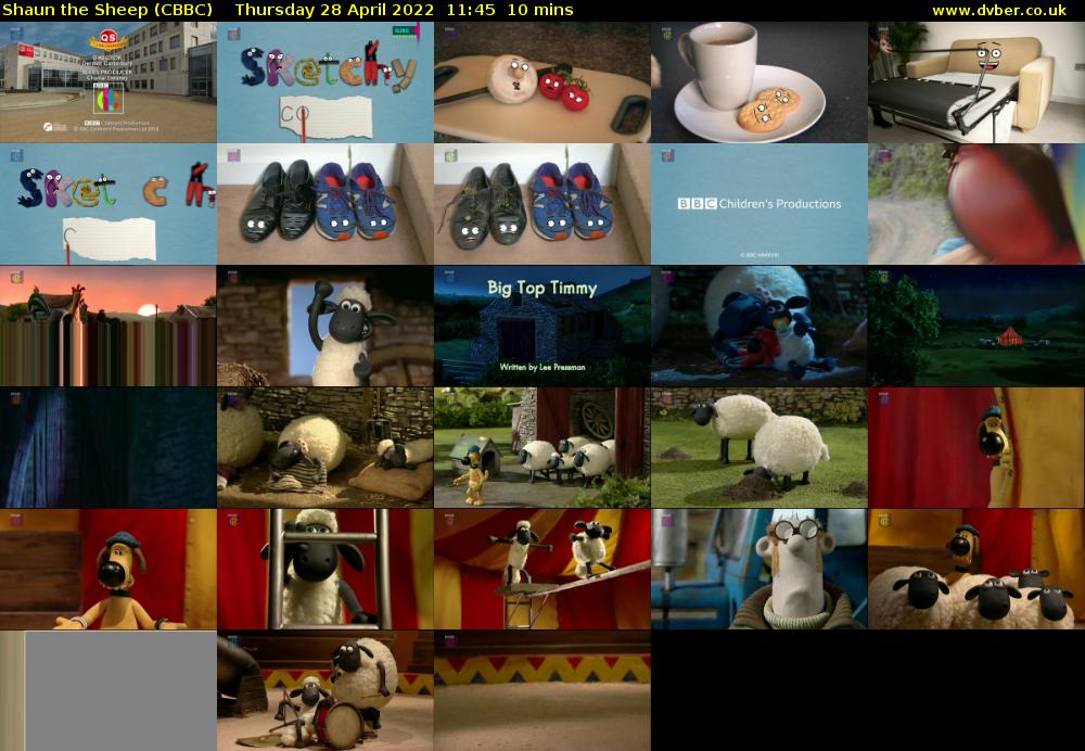 Shaun the Sheep (CBBC) Thursday 28 April 2022 11:45 - 11:55