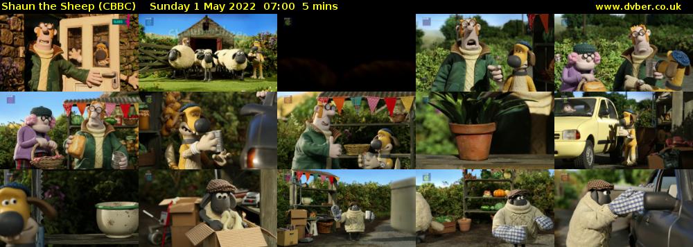 Shaun the Sheep (CBBC) Sunday 1 May 2022 07:00 - 07:05