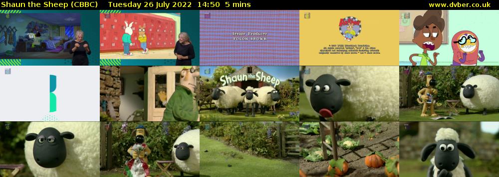Shaun the Sheep (CBBC) Tuesday 26 July 2022 14:50 - 14:55