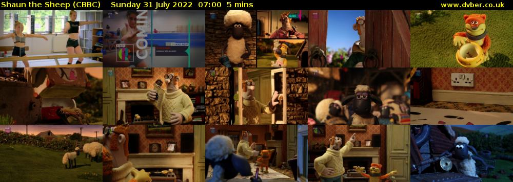 Shaun the Sheep (CBBC) Sunday 31 July 2022 07:00 - 07:05