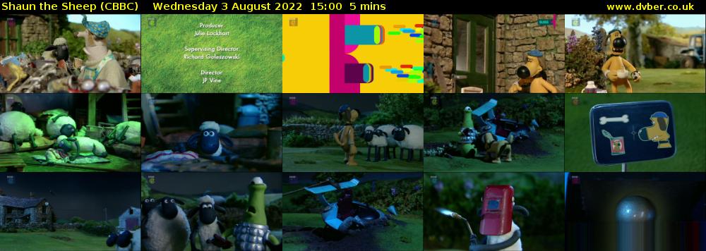 Shaun the Sheep (CBBC) Wednesday 3 August 2022 15:00 - 15:05