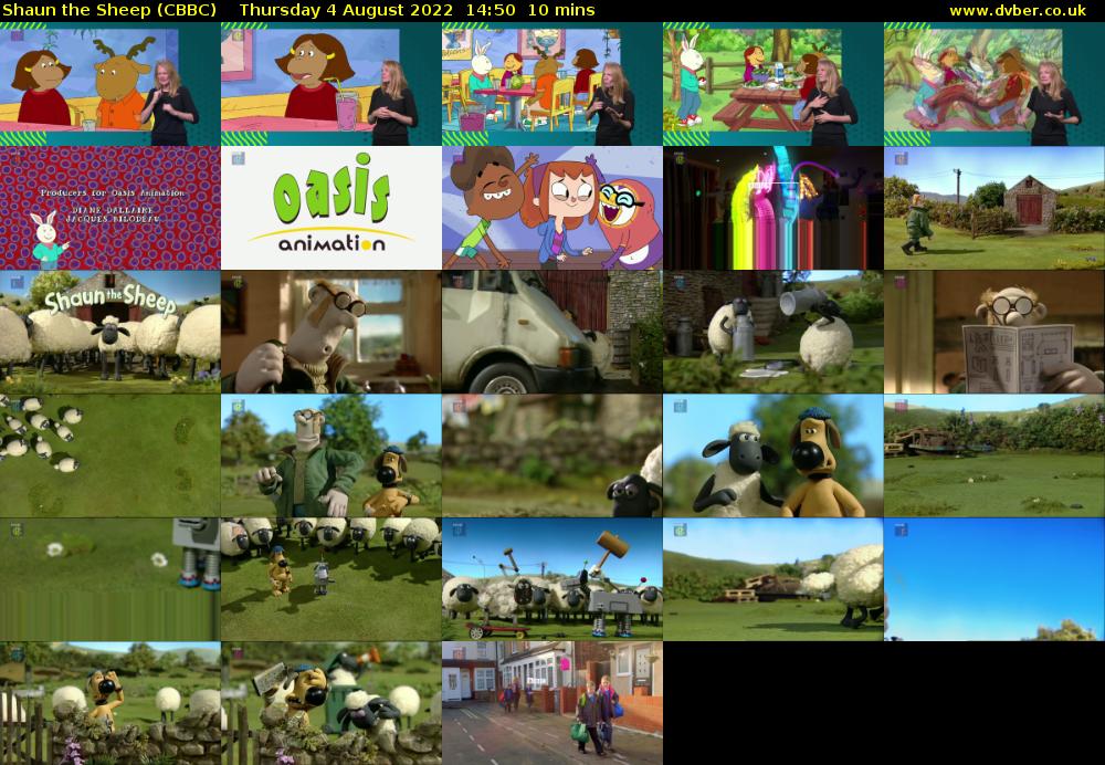 Shaun the Sheep (CBBC) Thursday 4 August 2022 14:50 - 15:00