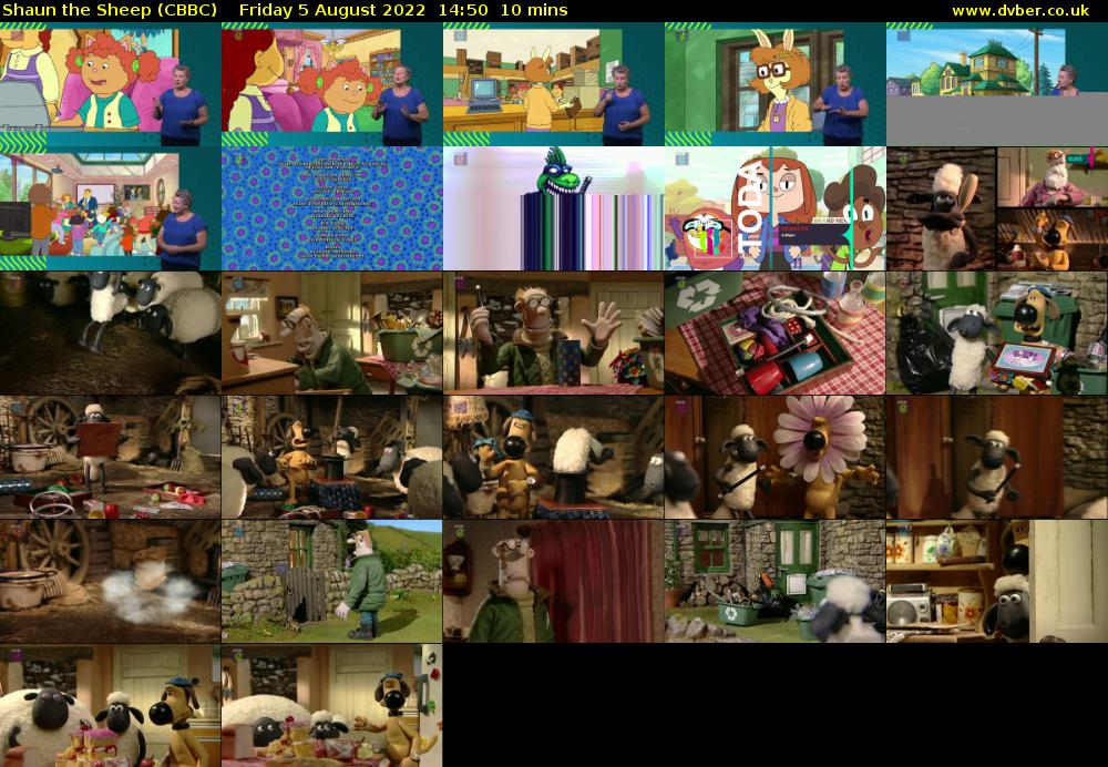 Shaun the Sheep (CBBC) Friday 5 August 2022 14:50 - 15:00