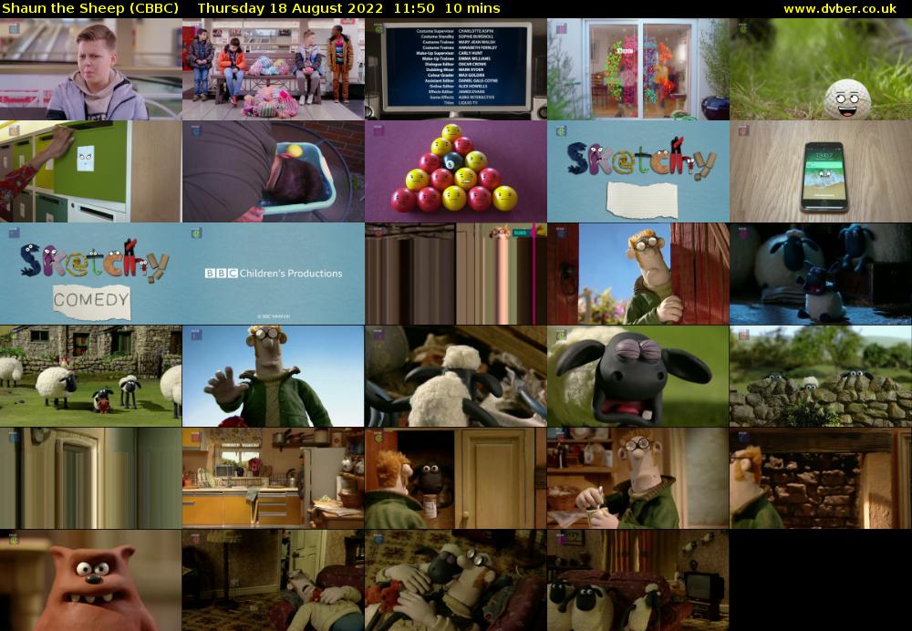 Shaun the Sheep (CBBC) Thursday 18 August 2022 11:50 - 12:00