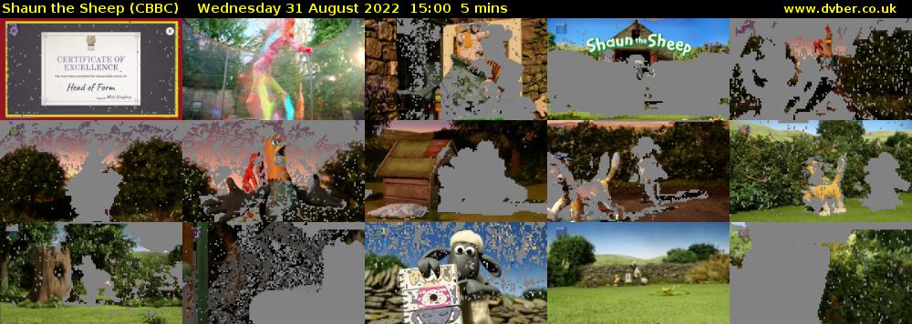 Shaun the Sheep (CBBC) Wednesday 31 August 2022 15:00 - 15:05