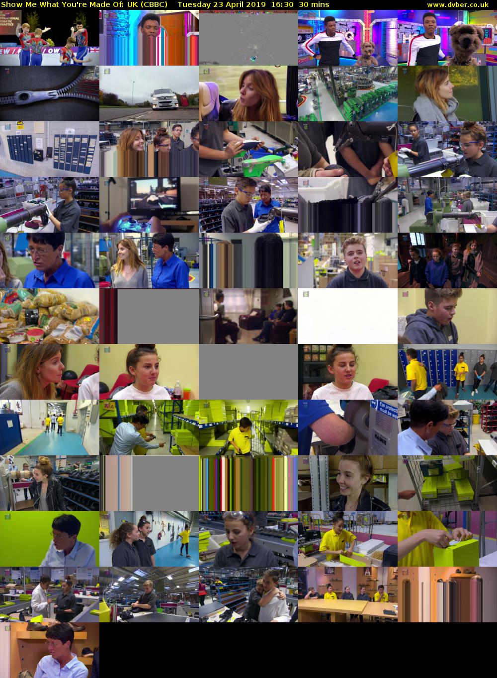 Show Me What You're Made Of: UK (CBBC) Tuesday 23 April 2019 16:30 - 17:00