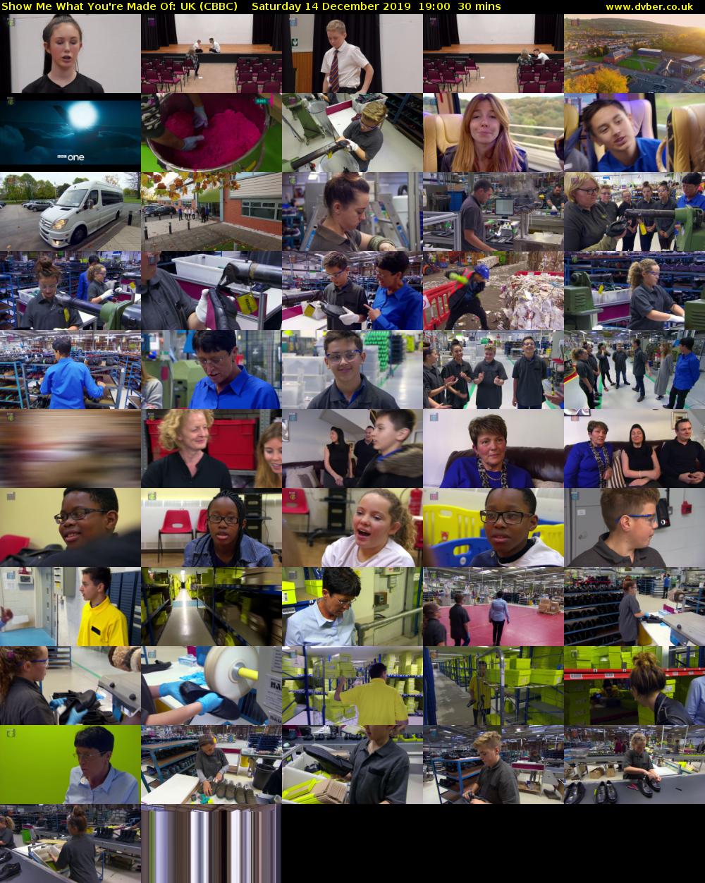Show Me What You're Made Of: UK (CBBC) Saturday 14 December 2019 19:00 - 19:30
