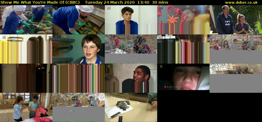 Show Me What You're Made Of (CBBC) Tuesday 24 March 2020 13:40 - 14:10