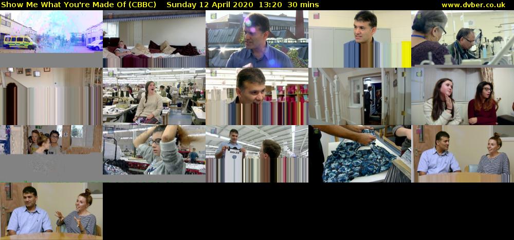 Show Me What You're Made Of (CBBC) Sunday 12 April 2020 13:20 - 13:50