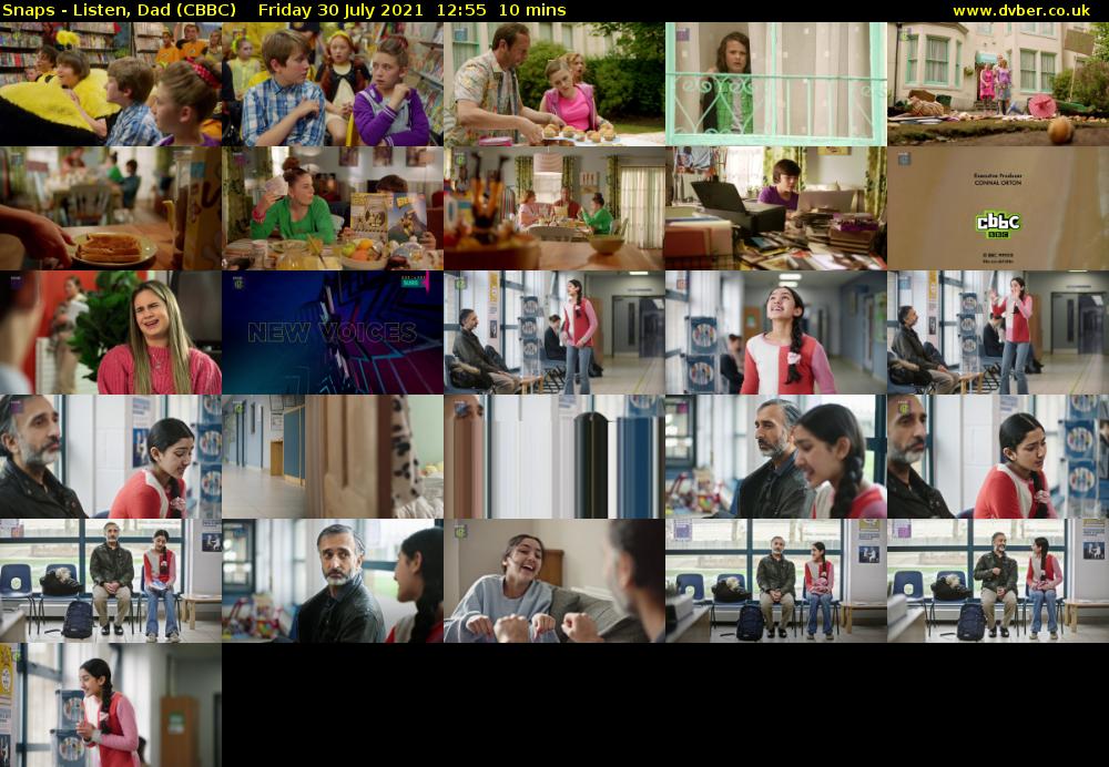 Snaps - Listen, Dad (CBBC) Friday 30 July 2021 12:55 - 13:05