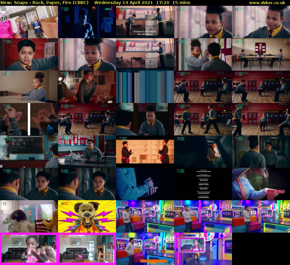 Snaps - Rock, Paper, Fire (CBBC) Wednesday 14 April 2021 17:20 - 17:35