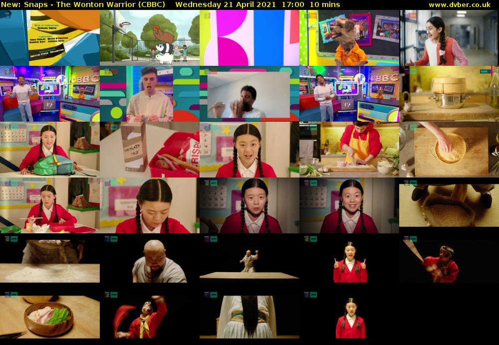 Snaps - The Wonton Warrior (CBBC) Wednesday 21 April 2021 17:00 - 17:10