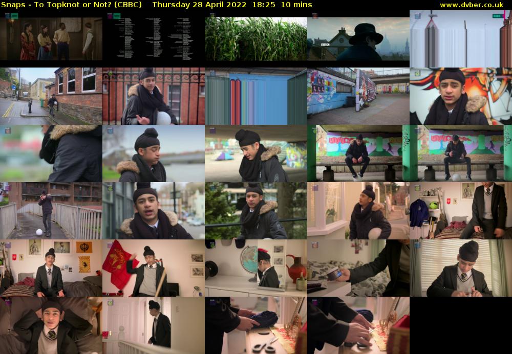 Snaps - To Topknot or Not? (CBBC) Thursday 28 April 2022 18:25 - 18:35