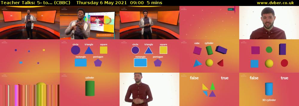 Teacher Talks: 5- to... (CBBC) Thursday 6 May 2021 09:00 - 09:05