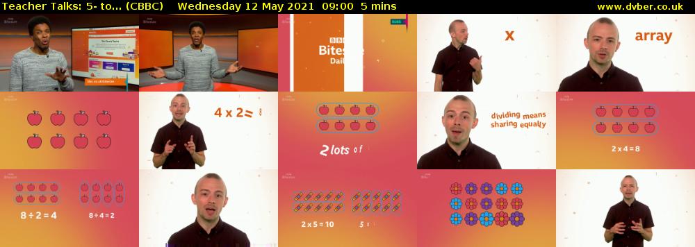 Teacher Talks: 5- to... (CBBC) Wednesday 12 May 2021 09:00 - 09:05