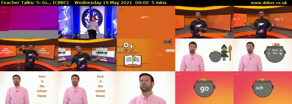 Teacher Talks: 5- to... (CBBC) Wednesday 19 May 2021 09:00 - 09:05