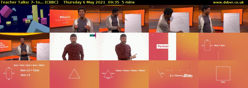 Teacher Talks: 7- to... (CBBC) Thursday 6 May 2021 09:35 - 09:40