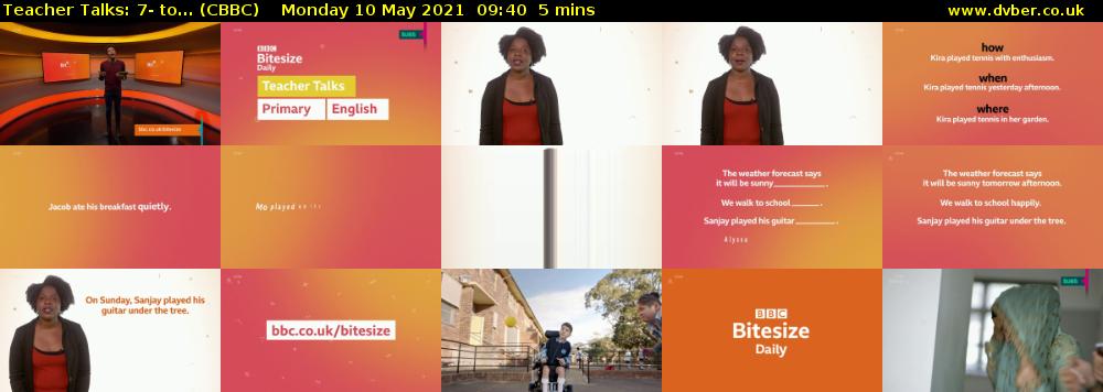 Teacher Talks: 7- to... (CBBC) Monday 10 May 2021 09:40 - 09:45