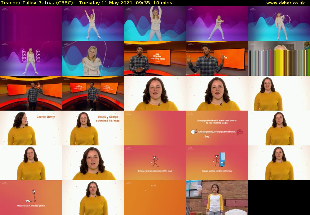 Teacher Talks: 7- to... (CBBC) Tuesday 11 May 2021 09:35 - 09:45