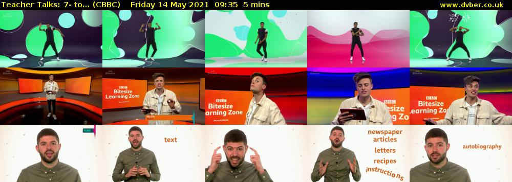 Teacher Talks: 7- to... (CBBC) Friday 14 May 2021 09:35 - 09:40