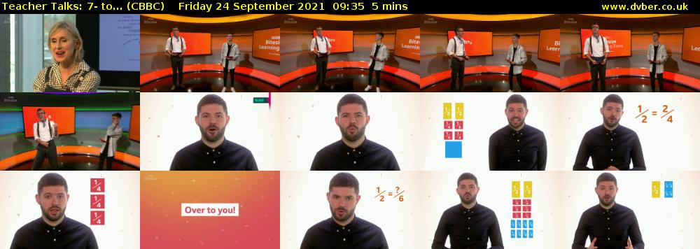 Teacher Talks: 7- to... (CBBC) Friday 24 September 2021 09:35 - 09:40