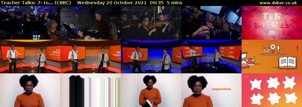Teacher Talks: 7- to... (CBBC) Wednesday 20 October 2021 09:35 - 09:40