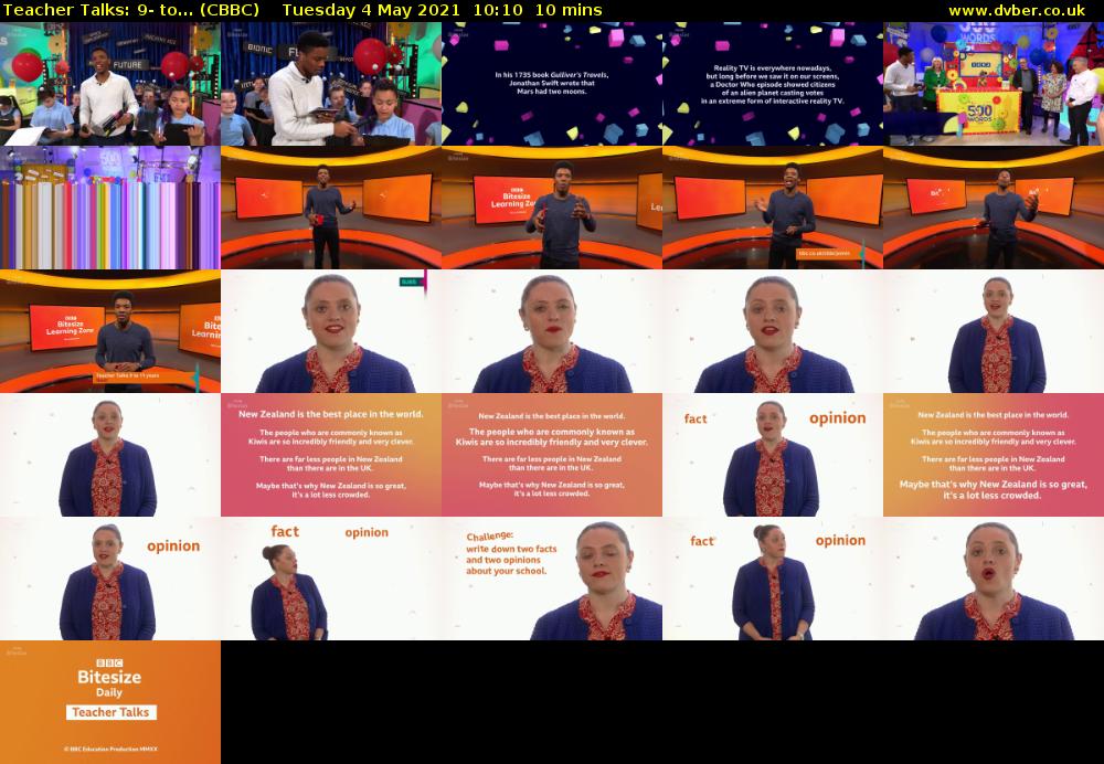 Teacher Talks: 9- to... (CBBC) Tuesday 4 May 2021 10:10 - 10:20