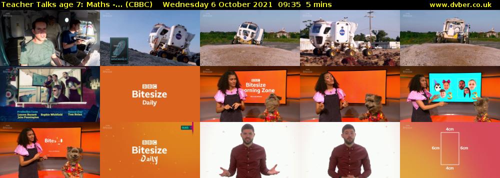 Teacher Talks age 7: Maths -... (CBBC) Wednesday 6 October 2021 09:35 - 09:40