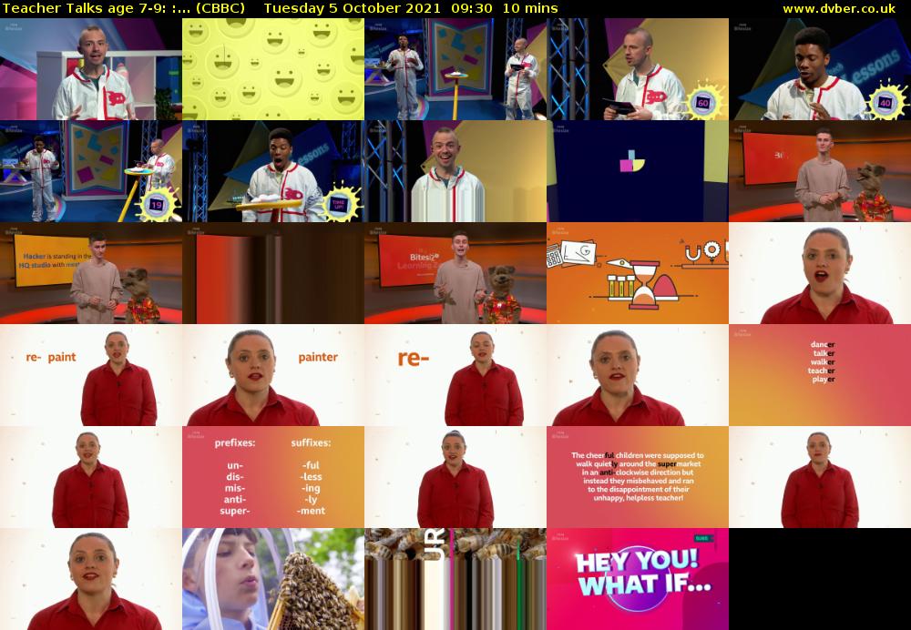 Teacher Talks age 7-9: :... (CBBC) Tuesday 5 October 2021 09:30 - 09:40