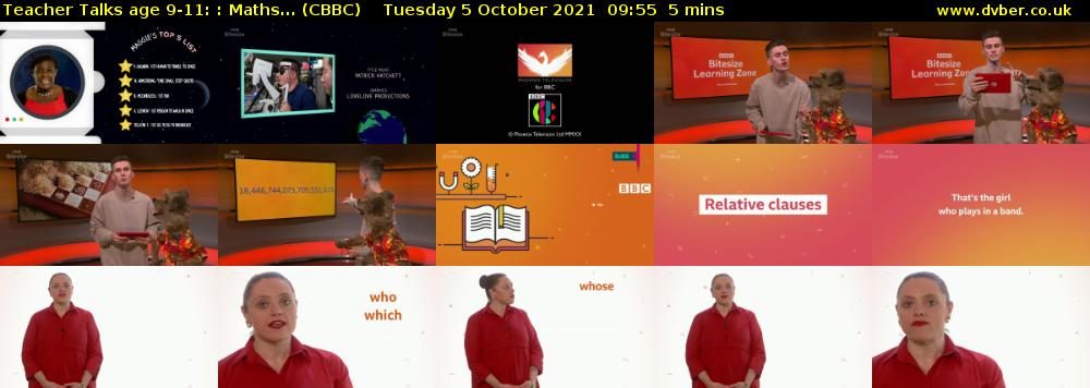 Teacher Talks age 9-11: : Maths... (CBBC) Tuesday 5 October 2021 09:55 - 10:00