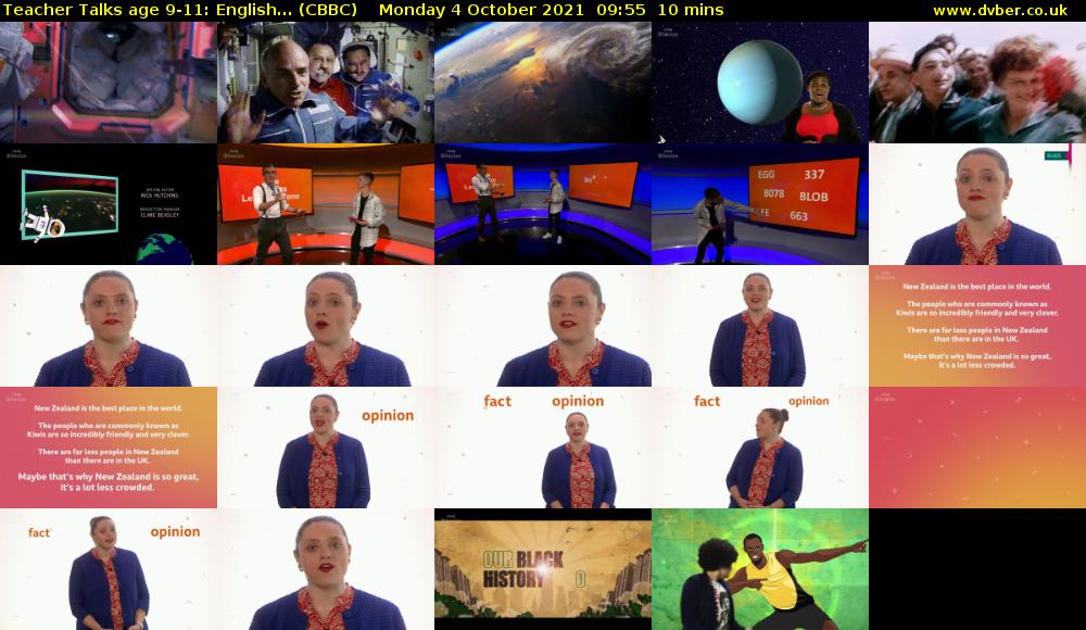 Teacher Talks age 9-11: English... (CBBC) Monday 4 October 2021 09:55 - 10:05