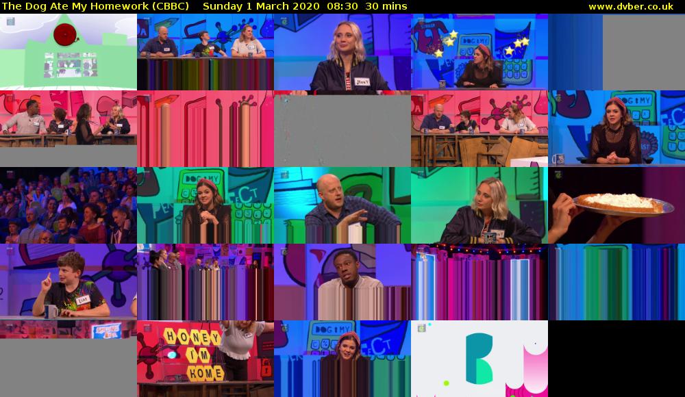 The Dog Ate My Homework (CBBC) Sunday 1 March 2020 08:30 - 09:00