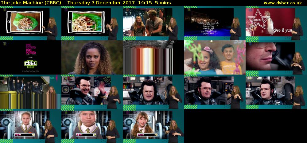 The Joke Machine (CBBC) Thursday 7 December 2017 14:15 - 14:20