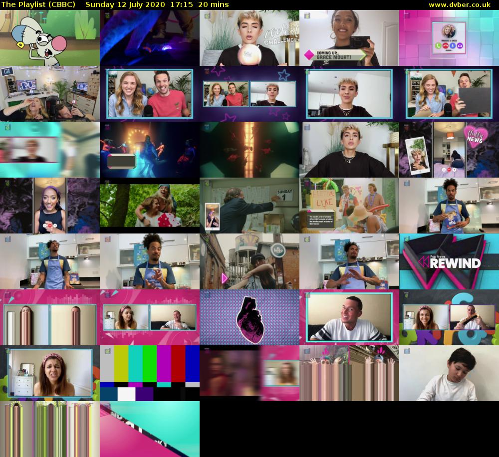 The Playlist (CBBC) Sunday 12 July 2020 17:15 - 17:35