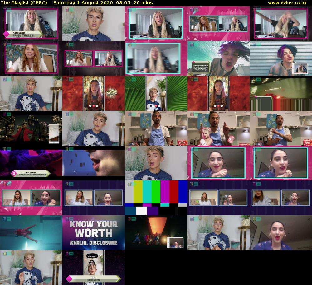 The Playlist (CBBC) Saturday 1 August 2020 08:05 - 08:25