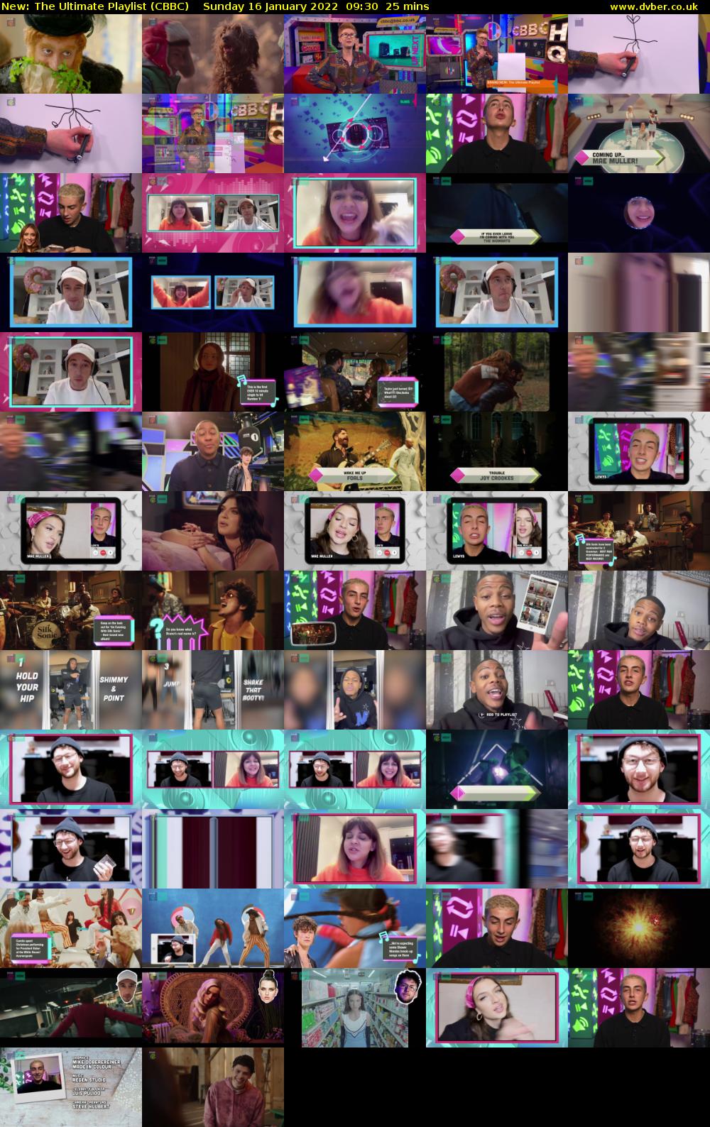 The Ultimate Playlist (CBBC) Sunday 16 January 2022 09:30 - 09:55