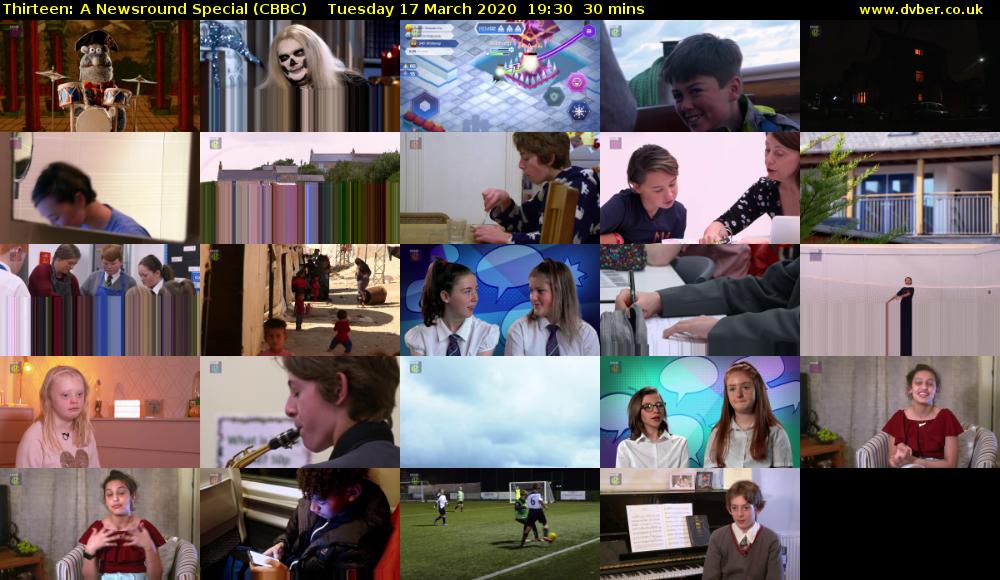 Thirteen: A Newsround Special (CBBC) Tuesday 17 March 2020 19:30 - 20:00