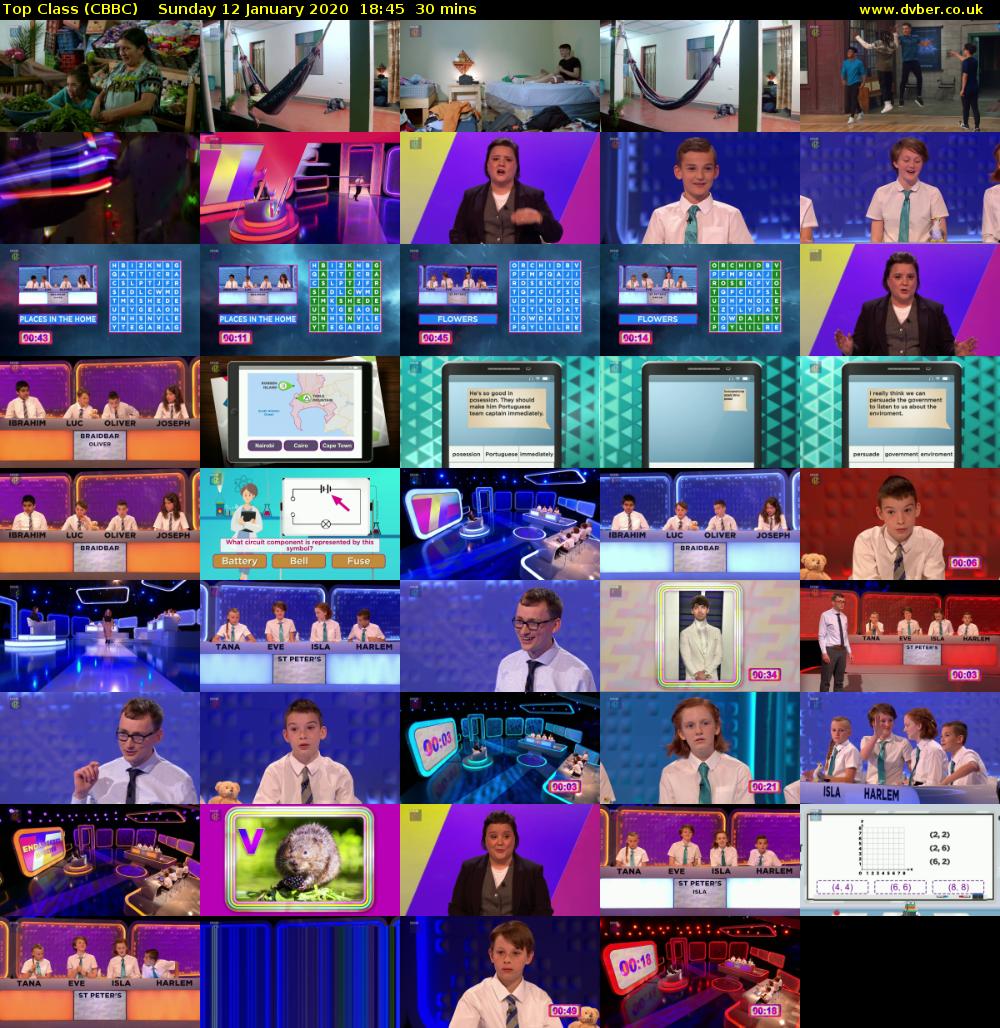 Top Class (CBBC) Sunday 12 January 2020 18:45 - 19:15
